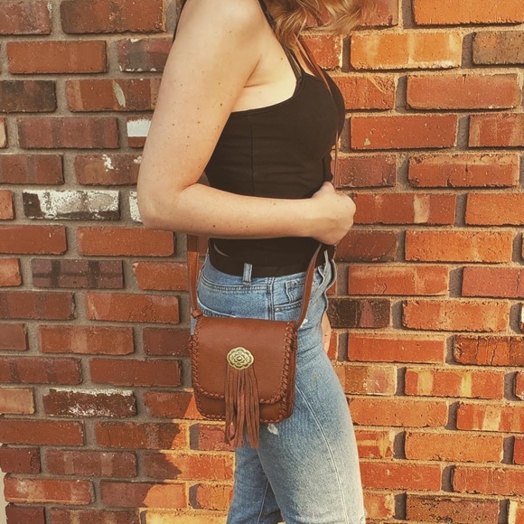 SOLD Brown Fringe Crossbody Bag - Picture 2 of 4